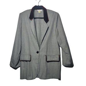 Vintage 90's Studio C Womens Union Made Red Velvet Plaid Blazer Size 10 Career